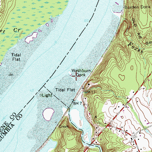 Topographic Map of Washburn Dock, NY