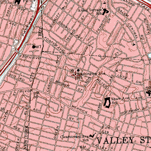 Topographic Map of Washington Avenue Elementary School, NY