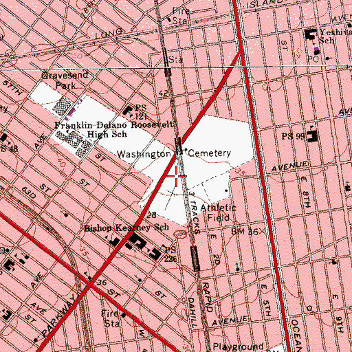 Topographic Map of Washington Cemetery, NY