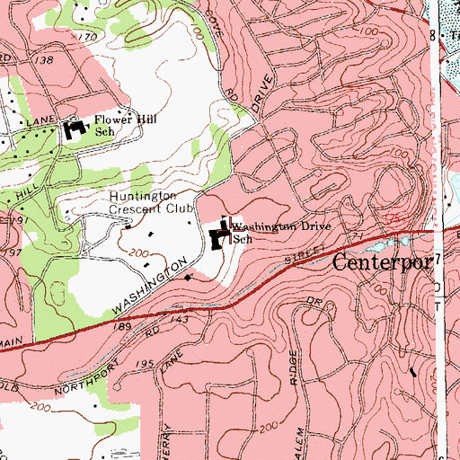 Topographic Map of Washington Drive School, NY