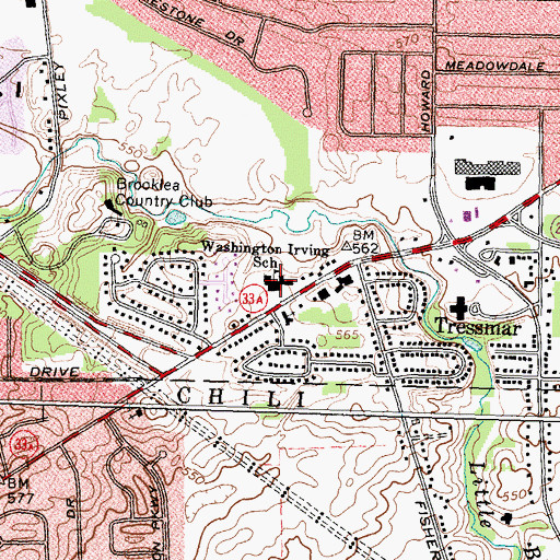 Topographic Map of Washington Irving School, NY