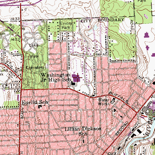 Topographic Map of George Washington Middle School, NY