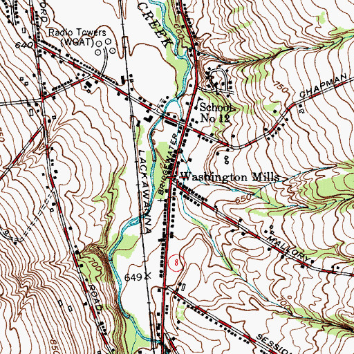 Topographic Map of Washington Mills, NY