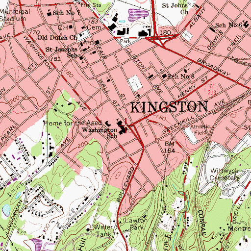 Topographic Map of George Washington School, NY