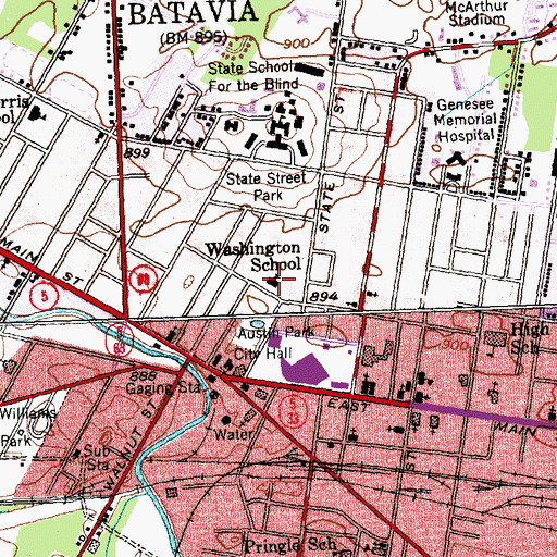 Topographic Map of Washington School (historical), NY