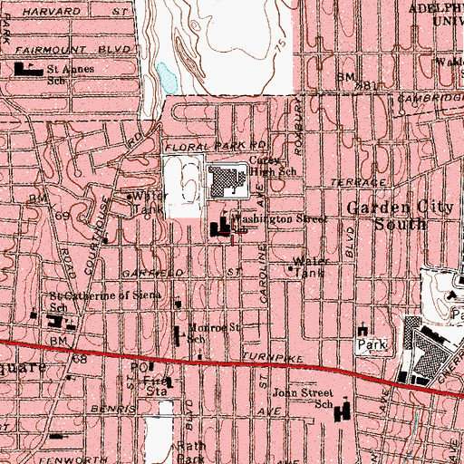 Topographic Map of Washington Street School, NY