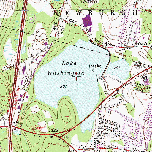 Topographic Map of Lake Washington, NY