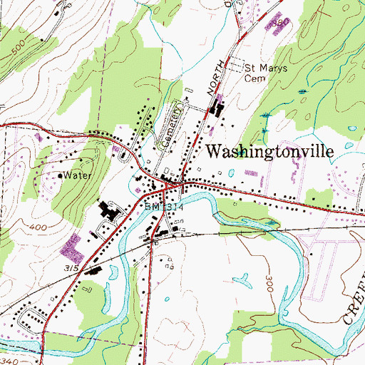 Topographic Map of Washingtonville, NY
