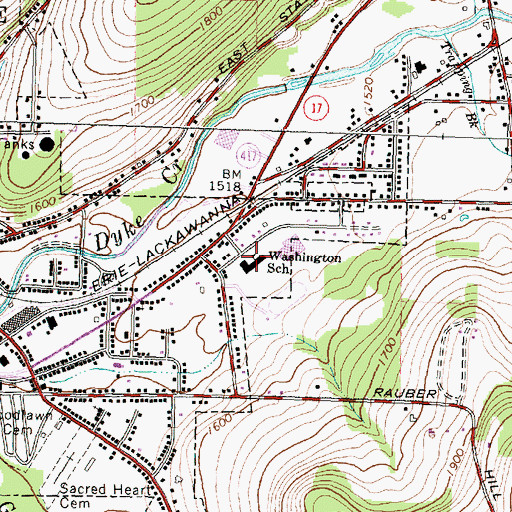 Topographic Map of Washington School (historical), NY