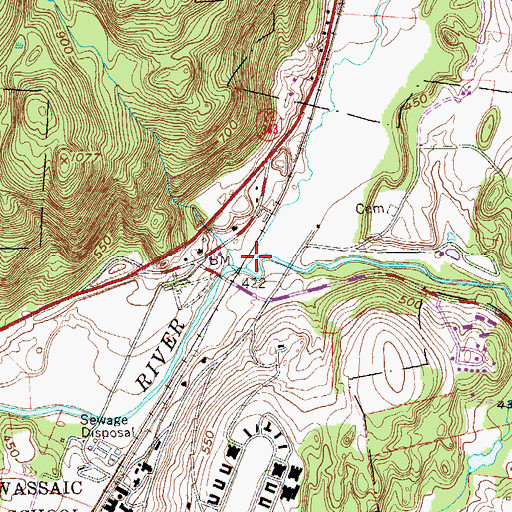 Topographic Map of Wassaic Creek, NY