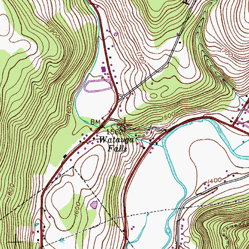 Topographic Map of Watauga Falls, NY