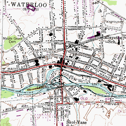 Topographic Map of Waterloo, NY