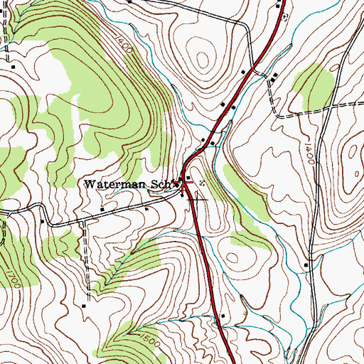 Topographic Map of Waterman School (historical), NY