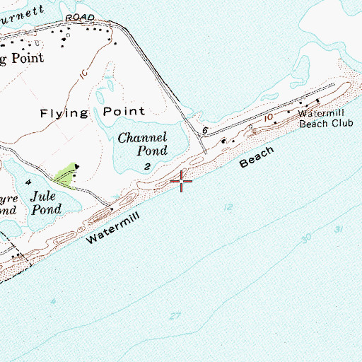 Topographic Map of Watermill Beach, NY