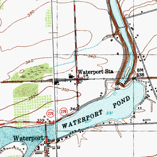 Topographic Map of Waterport Station, NY