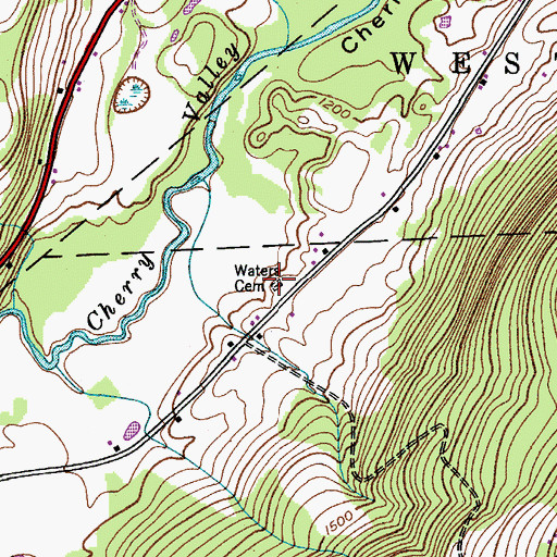 Topographic Map of Waters Cemetery, NY