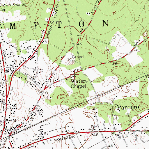 Topographic Map of Waters Chapel, NY