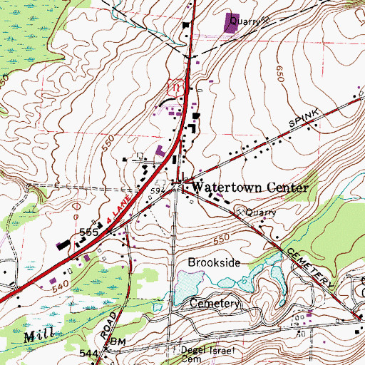 Topographic Map of Watertown Center, NY