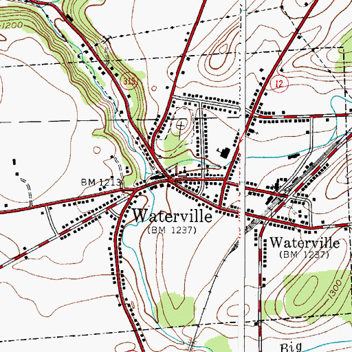 Topographic Map of Waterville, NY