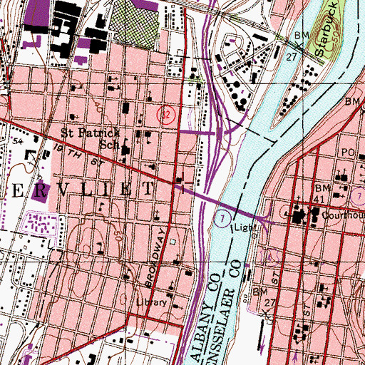 Topographic Map of Watervliet, NY