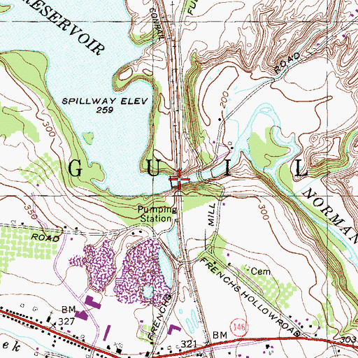 Topographic Map of Watervliet Reservoir, NY