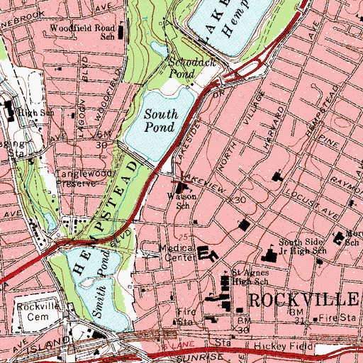Topographic Map of Watson Elementary School, NY