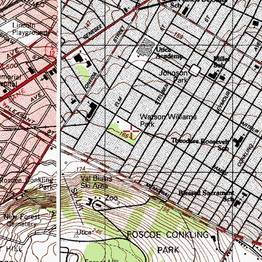 Topographic Map of Watson Williams Park, NY