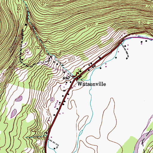 Topographic Map of Watsonville, NY