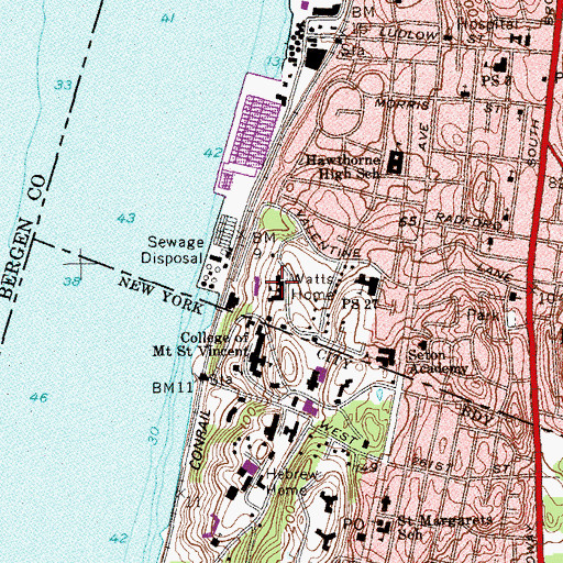 Topographic Map of Watts Home, NY