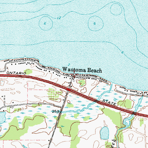 Topographic Map of Wautoma Beach, NY