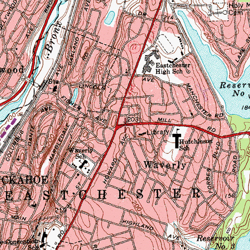 Topographic Map of Waverly, NY
