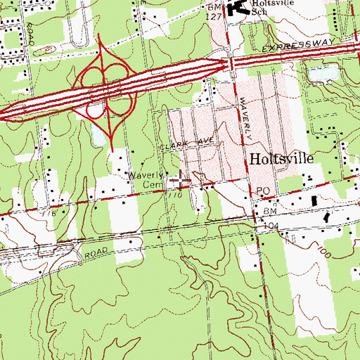 Topographic Map of Waverly Cemetery, NY