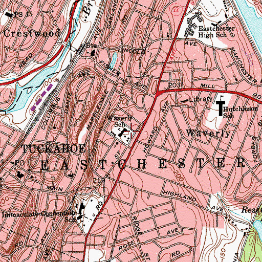 Topographic Map of Waverly School, NY