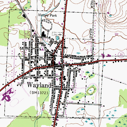 Topographic Map of Wayland, NY
