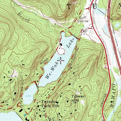 Topographic Map of We-Wah Lake, NY