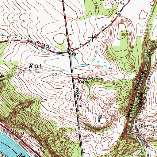 Topographic Map of Weatherwax Cemetery, NY