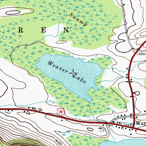 Topographic Map of Weaver Lake, NY