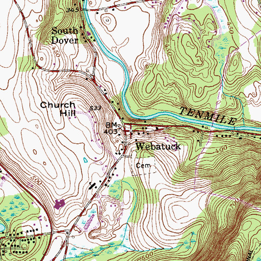 Topographic Map of Webatuck, NY