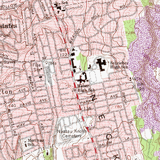 Topographic Map of Carrie Palmer Weber Middle School, NY