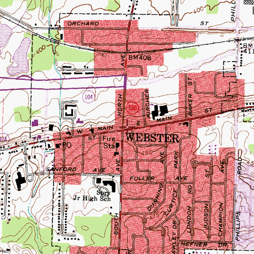 Topographic Map of Webster, NY
