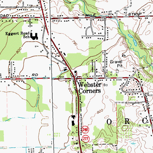 Topographic Map of Webster Corners, NY