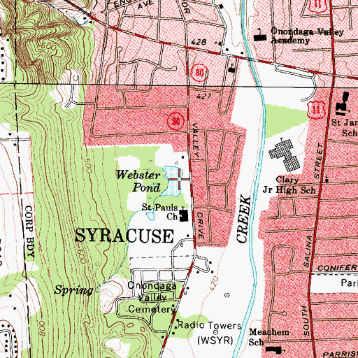 Topographic Map of Webster Pond, NY