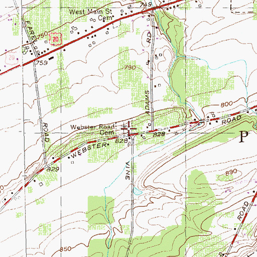 Topographic Map of Webster Road Cemetery, NY