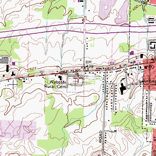 Topographic Map of Webster Rural Cemetery, NY