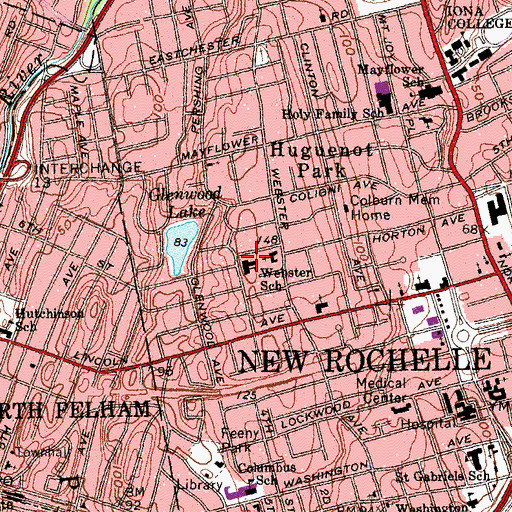 Topographic Map of Daniel Webster Elementary School, NY