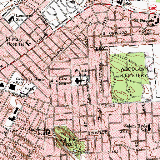 Topographic Map of Webster Elementary School, NY