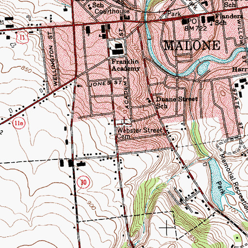 Topographic Map of Webster Street Cemetery, NY