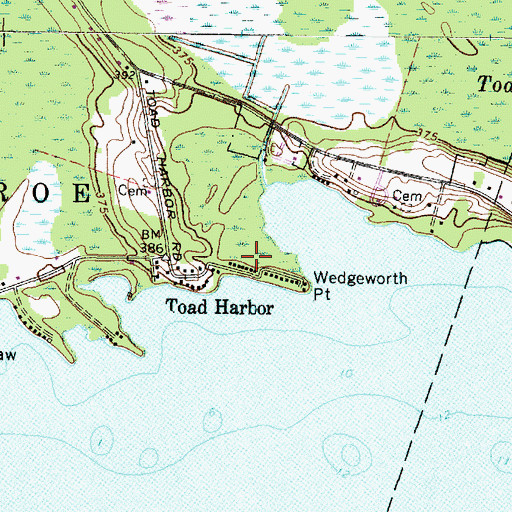 Topographic Map of Wedgeworth Point, NY