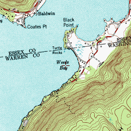 Topographic Map of Weeds Bay, NY