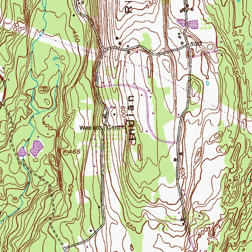 Topographic Map of Weekes Cemetery, NY